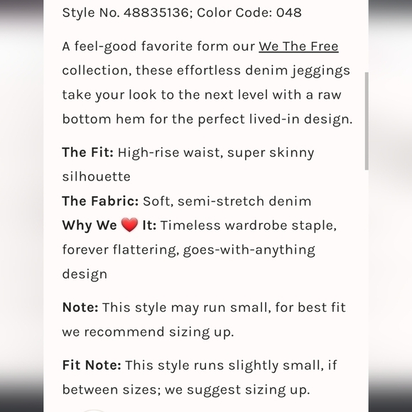 Free People We the Free Raw Hem High Rise Jegging Skinny Jeans Sierra Blue NEW! - Picture 9 of 10